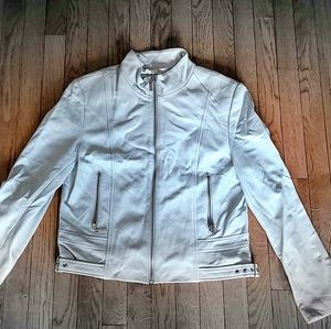 Grey Leather Moto Jacket